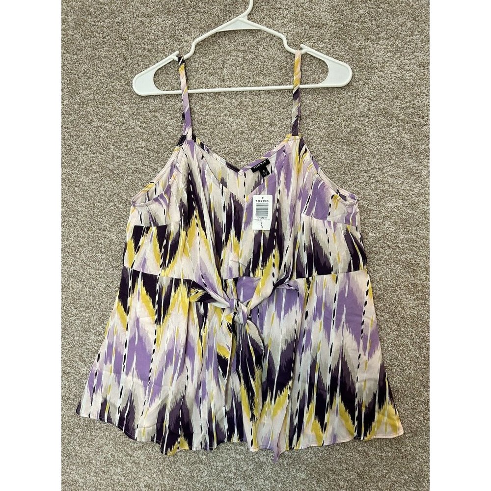 Torrid Purple Ikat Tie Front Cami Tank Top Size Large (0)